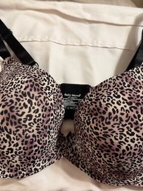 Kathy Ireland Black Leopard Print Underwire Bra